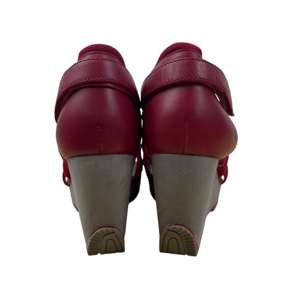 Camper Romain Kremer Women’s Red Leather Back Strap Together Wedge Sandals Szize - Picture 4 of 8